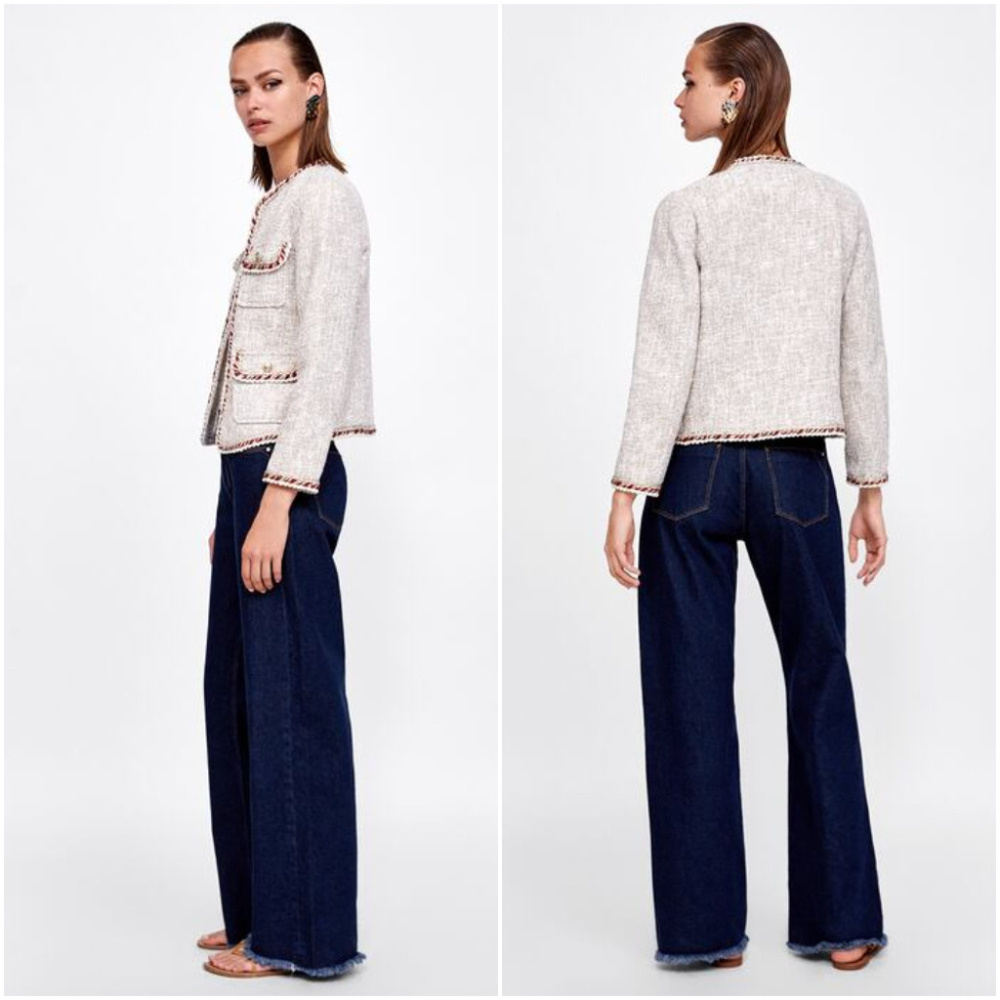 [SOLD]NWT Zara Size S Tweed Blazer Trims - Picture 7 of 8